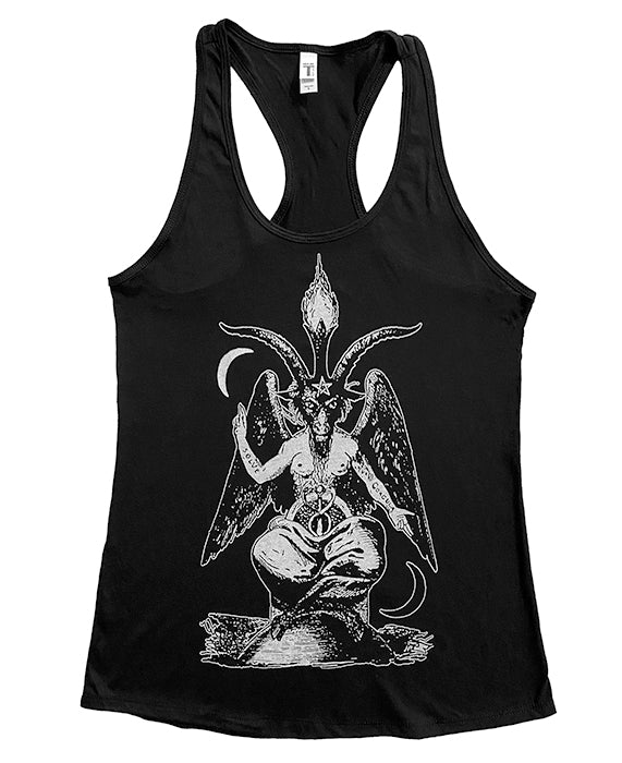 BAphomet goat ladies black racer tank racerback top black craft satan