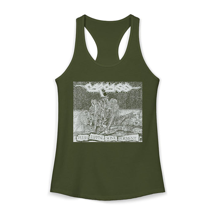 Carcass "Flesh Ripping Sonic Torment" Ladies racerback tank top Military Green