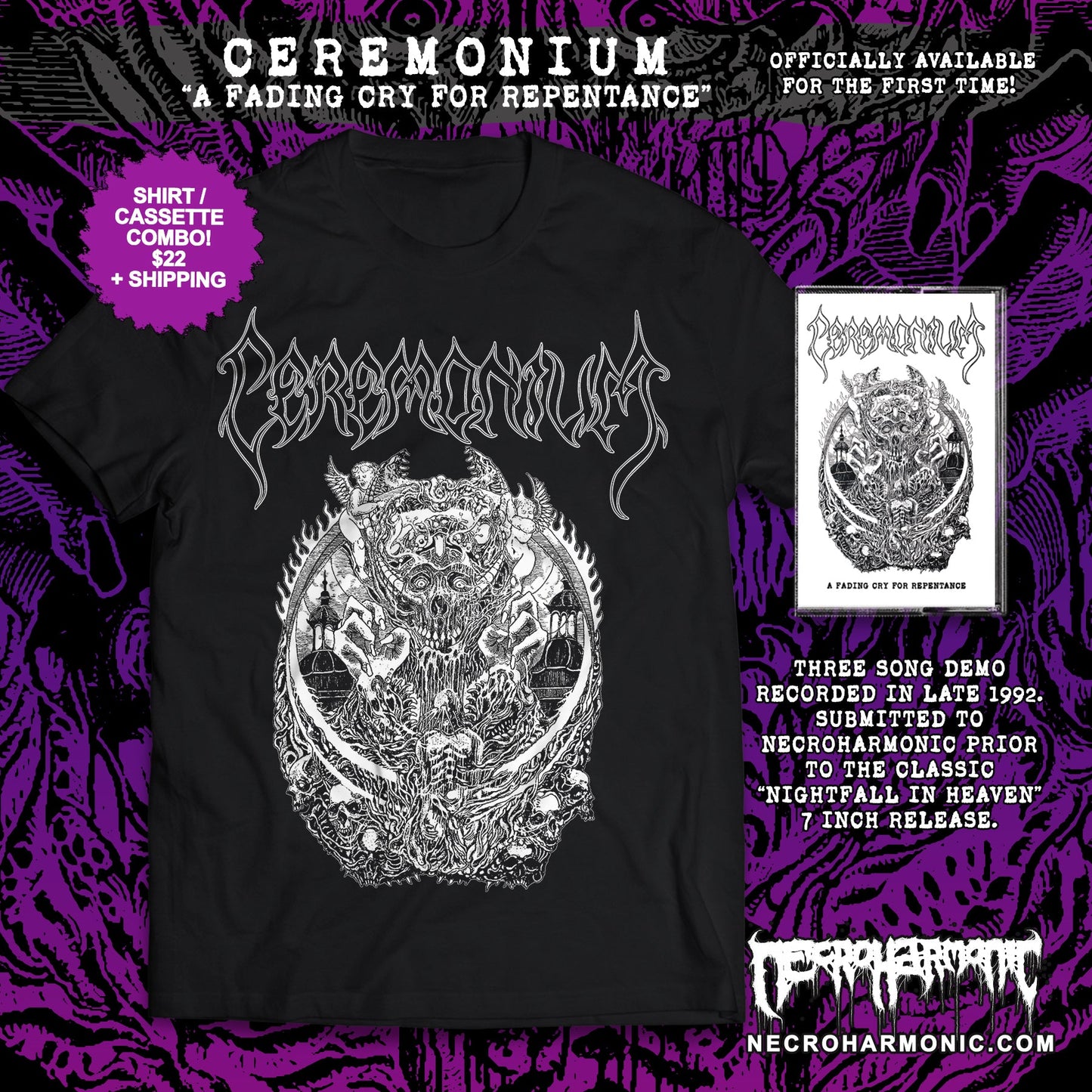 Ceremonium " A Fading Cry For Repentance " T shirt / cassette tape DEATH DOOM METAL ceremonium