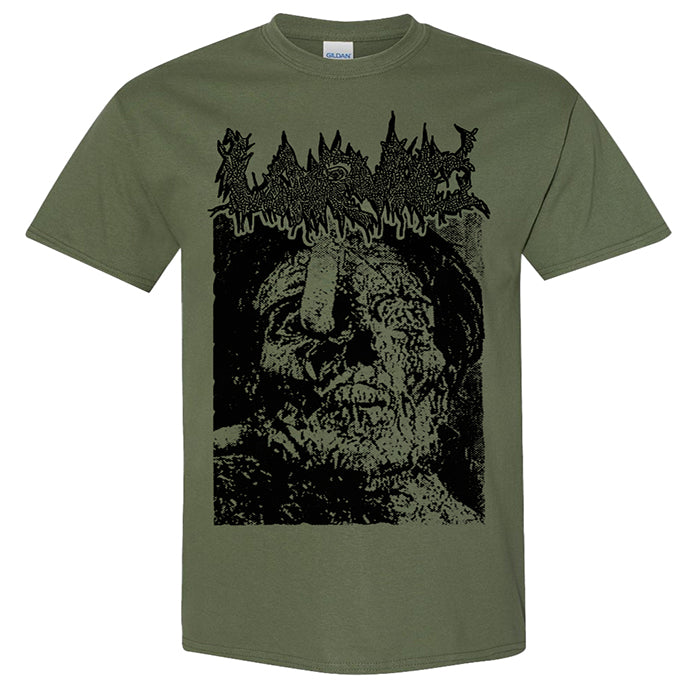 Larvae "Lust for the Dead" T shirt on Mil Green