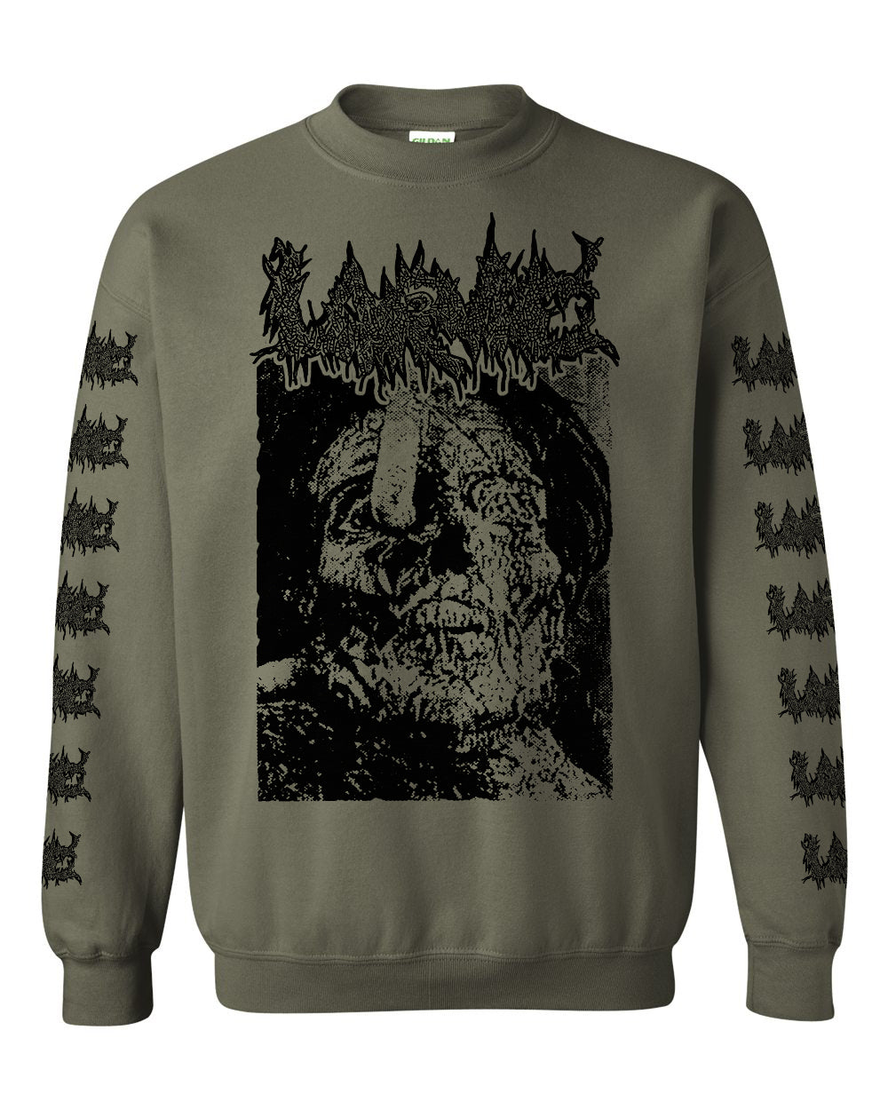 Larvae " Lust for the Dead " Sweatshirt with Sleeve prints Mil Green