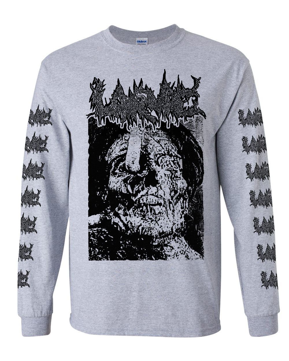 Larvae " Lust for the Dead " Longsleeve Athletic Gray T-shirt with Sleeve prints