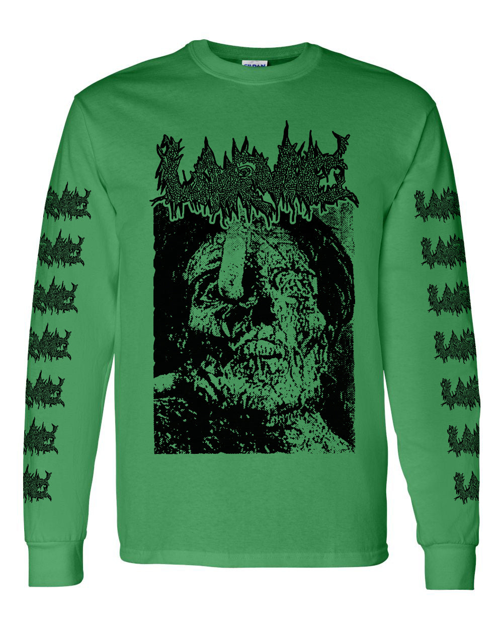 Larvae " Lust for the Dead " Longsleeve Green T-shirt with Sleeve prints