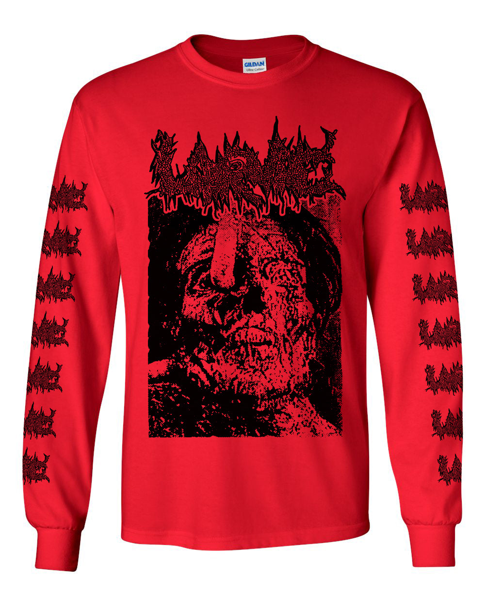 Larvae " Lust for the Dead" Longsleeve Red T-shirt with Sleeve prints