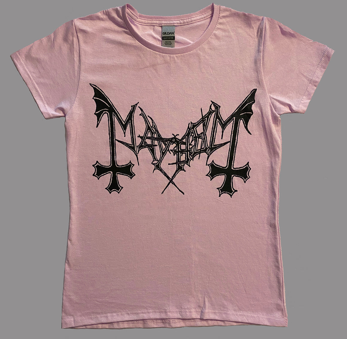 Mayhem Ladies Pink Logo T shirt – necroharmonic
