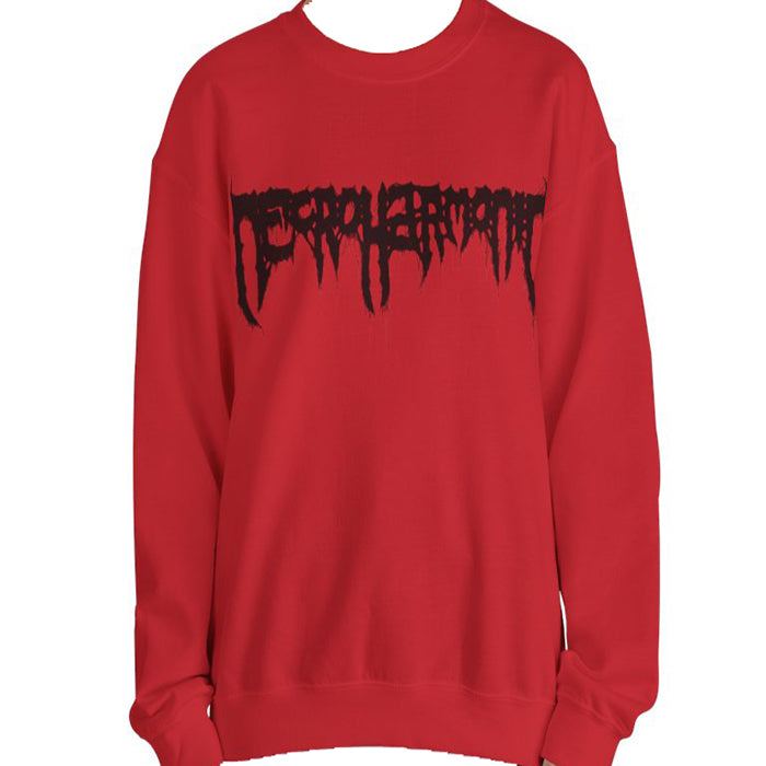 Necroharmonic logo Red Crew Neck Sweatshirt