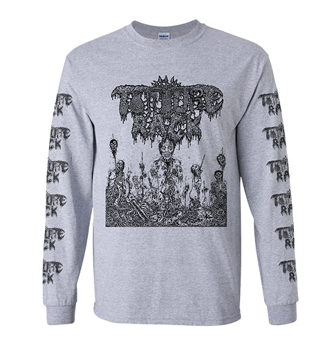Torture Rack " Pit of Limbs" Longsleeve Athletic Gray T-shirt with Sleeve prints