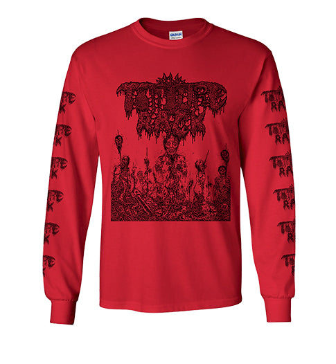 Torture Rack " Pit of Limbs " Longsleeve Red T-shirt with Sleeve prints