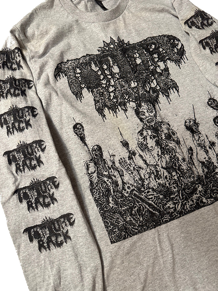 Torture Rack " Pit of Limbs" Longsleeve Athletic Gray T-shirt with Sleeve prints