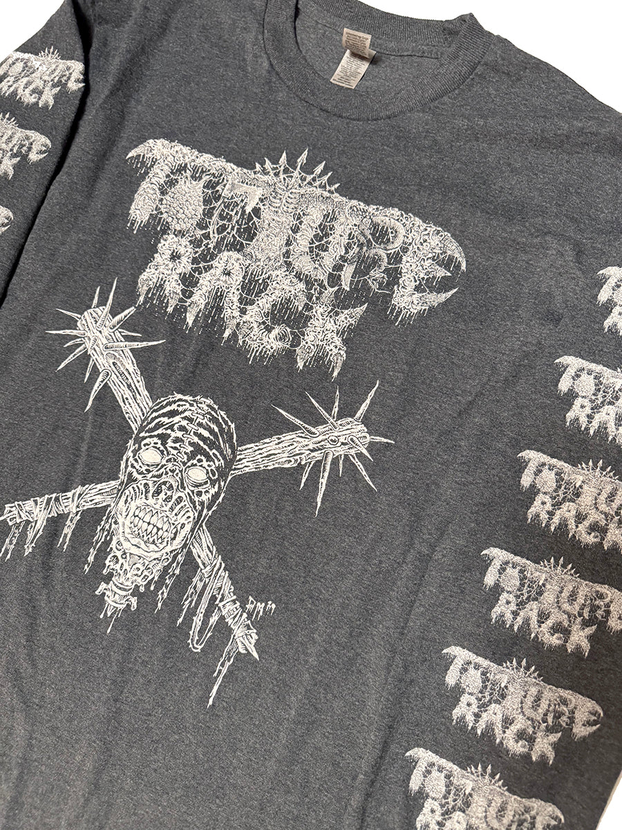 Torture Rack " Head and Clubs" Longsleeve T shirt with Sleeve prints Dark Gray