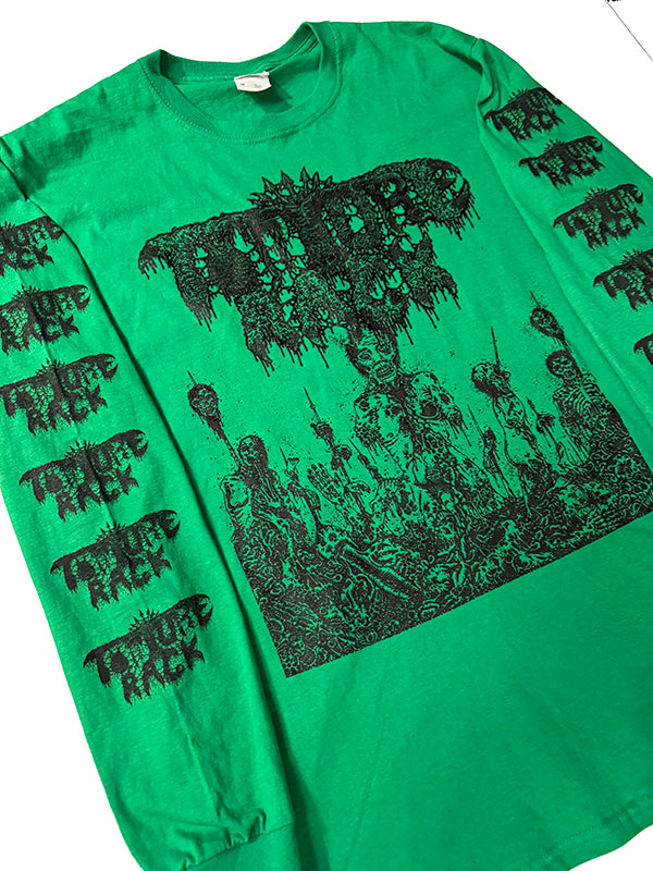 Torture Rack " Pit Of Limbs " Longsleeve Green T-shirt with sleeve print