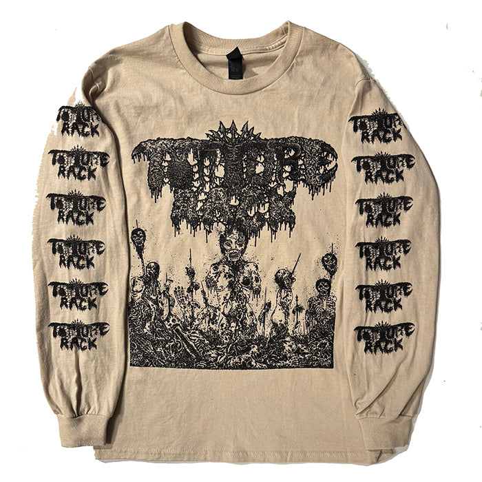 Torture Rack " Pit of Limbs " Longsleeve Sand T-shirt with Sleeve prints