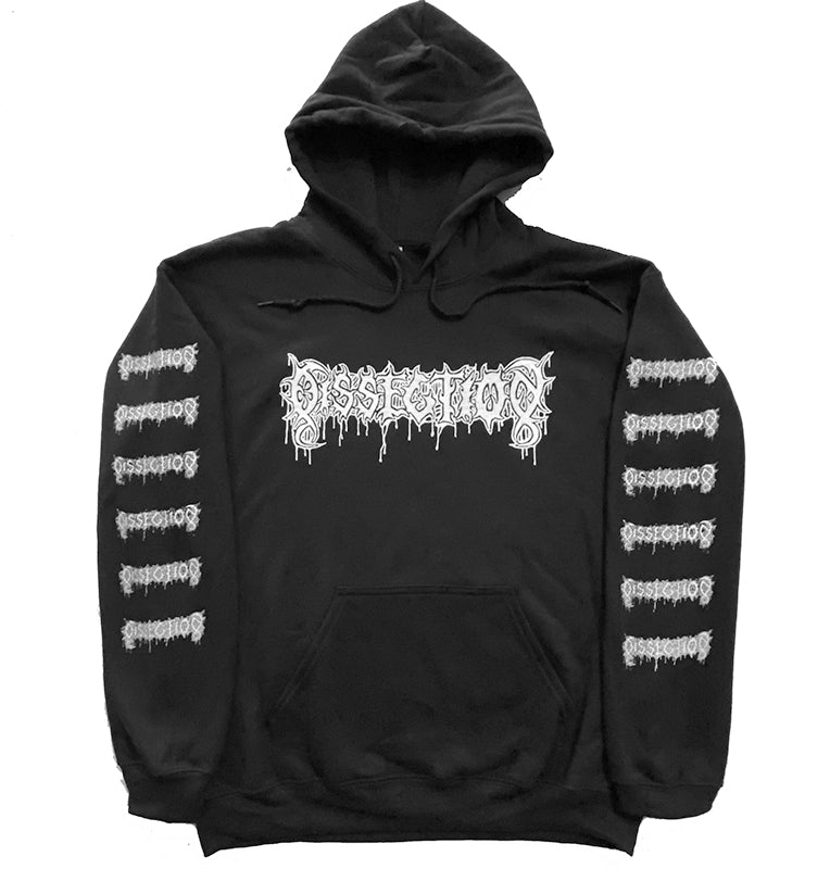 Dissection  " Cross " Hoodie with Sleeve prints black metal Jon