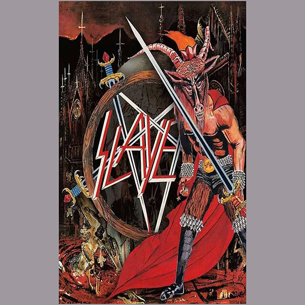 slayer goat with sword show no mercy flag show no reign