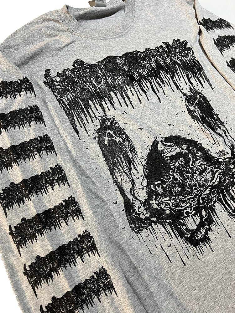 Undergang " Putrid Head " Longsleeve Athletic Gray T shirt with Sleeve prints