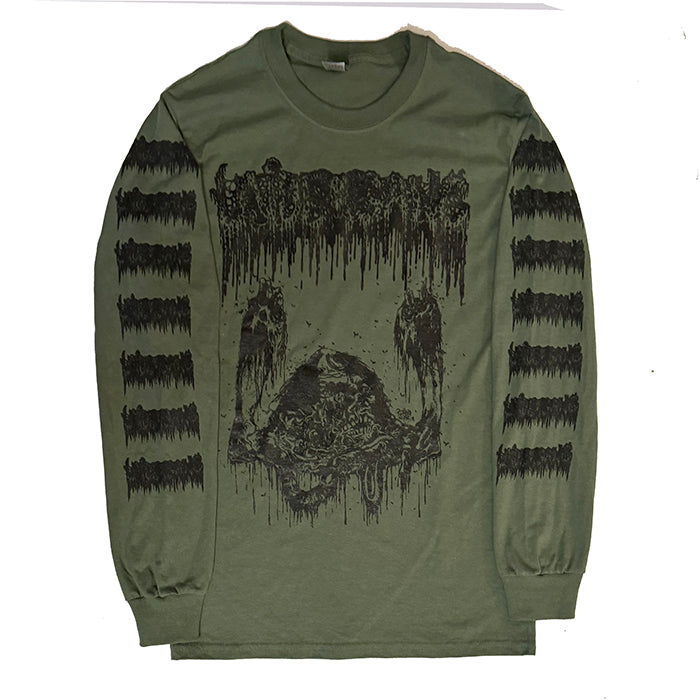 Undergang " Putrid Head " Military Green Longsleeve with sleeve print