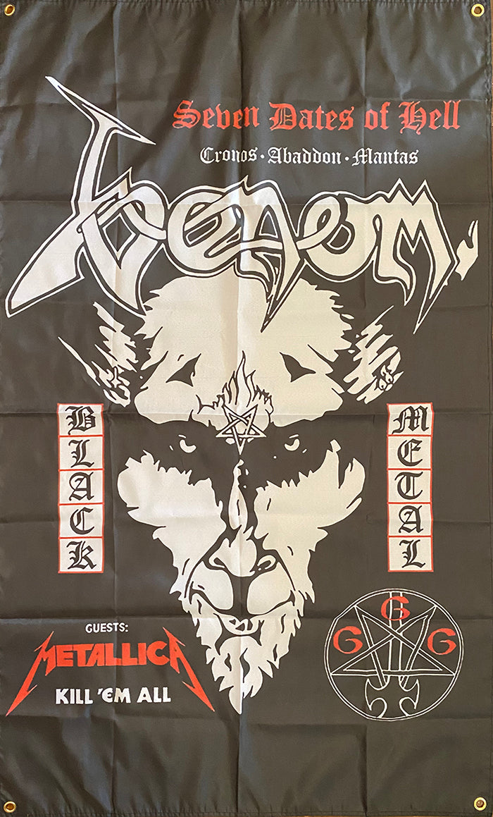 Venom " Seven Dates Of Hell " Flag / Banner / Tapestry with metallica kill em all tour