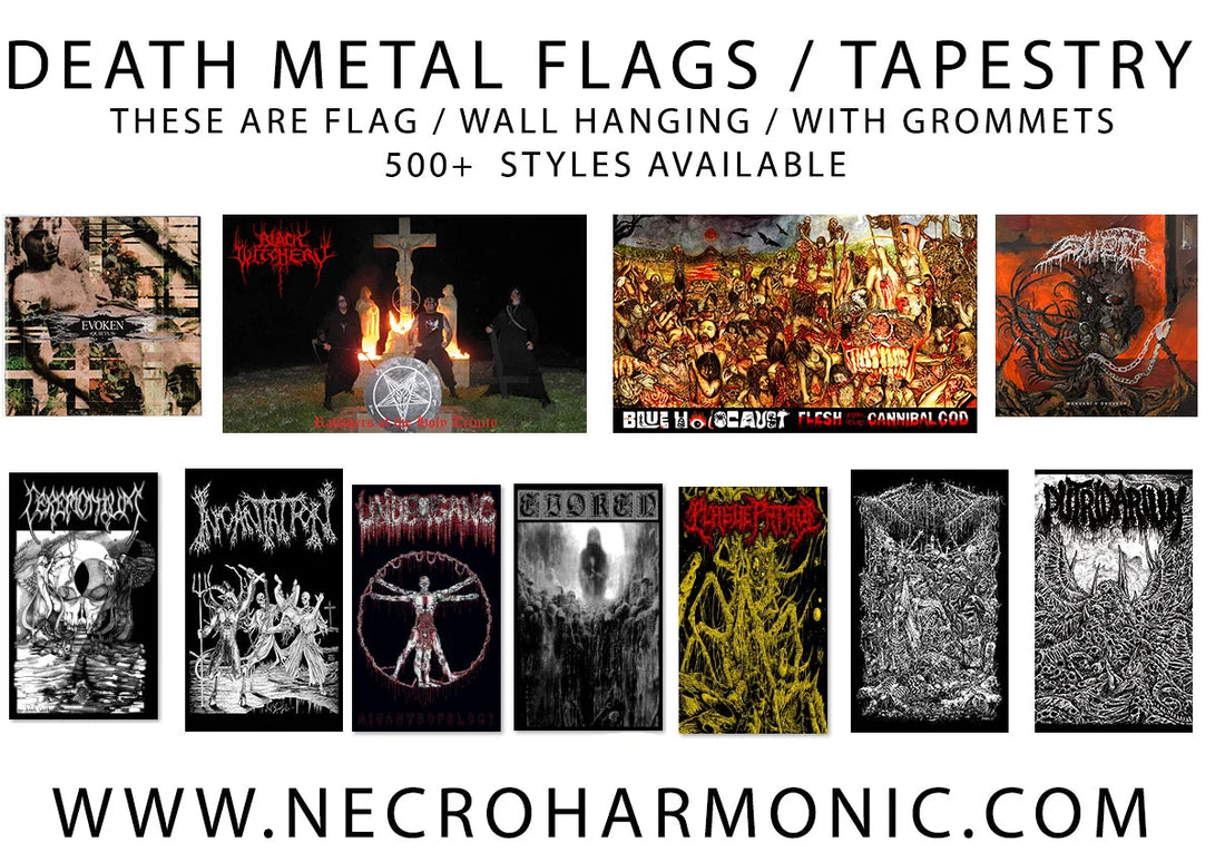 Death Metal Flags / Tapestry / Banners- We carry Thrash / Black metal / Horror at Necroharmonic