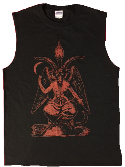 BAPHOMET RED SLEEVELESS muscle tee satanic SATAN halloween goat costume 