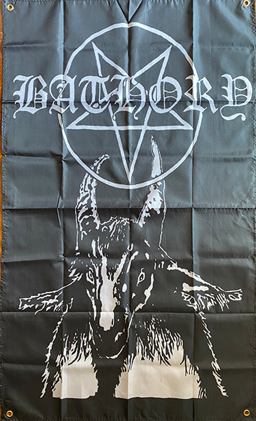 Bathory  " Goat with Pentagram Logo " Flag / Banner / Tapestry