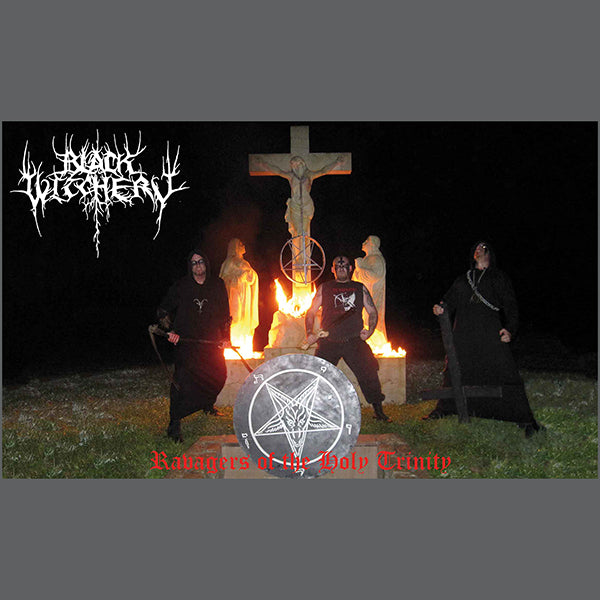 black witchery flag black metal blasphemy flag satanic graveyard pentagram