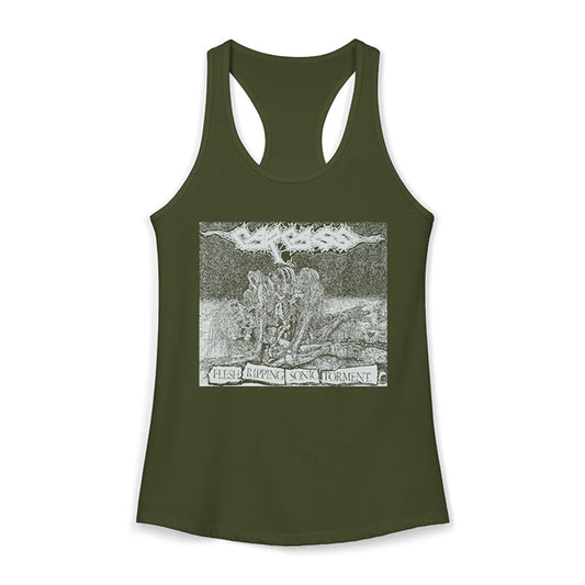 Carcass "Flesh Ripping Sonic Torment" Ladies racerback tank top Military Green