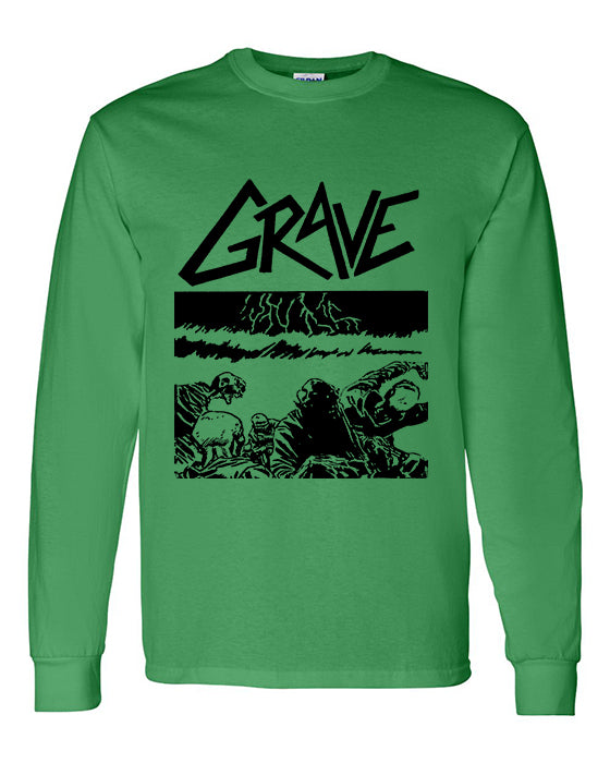 Grave "Sick Disgust Eternal " Green Long Sleeve T shirt