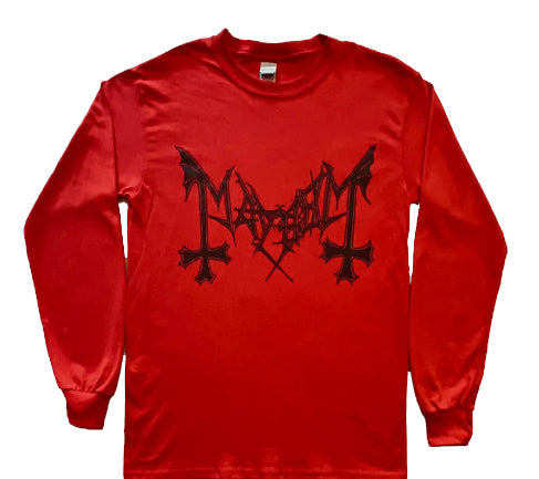 Mayhem logo Long Sleeve Red T-shirt