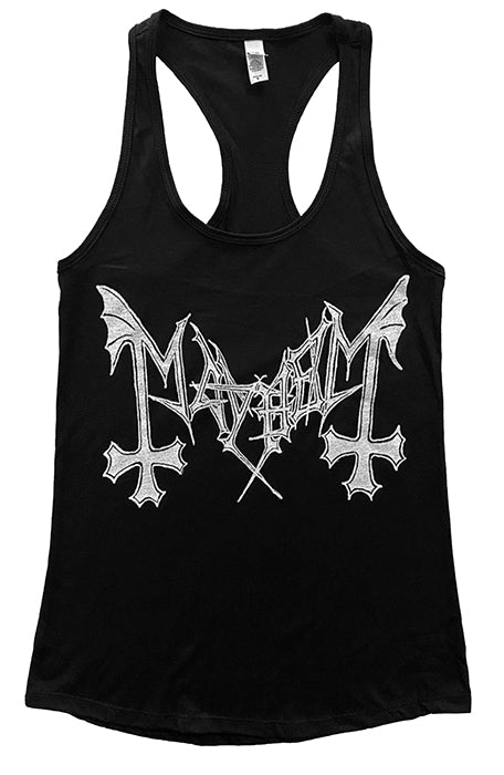 Mayhem White Logo Ladies _black Racerback tanktop tank top Norwegian black metal 