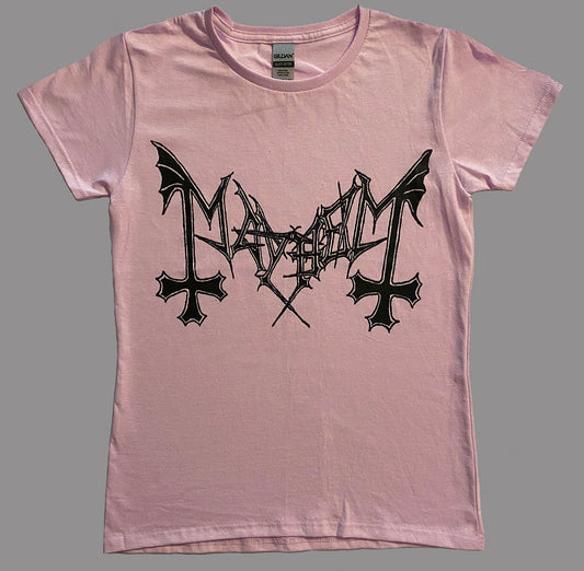 Mayhem Ladies Pink Logo T shirt
