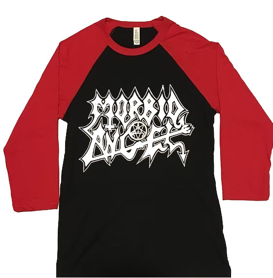 Morbid Angel " Logo " Baseball Jersey Raglan T shirt Red Sleeves