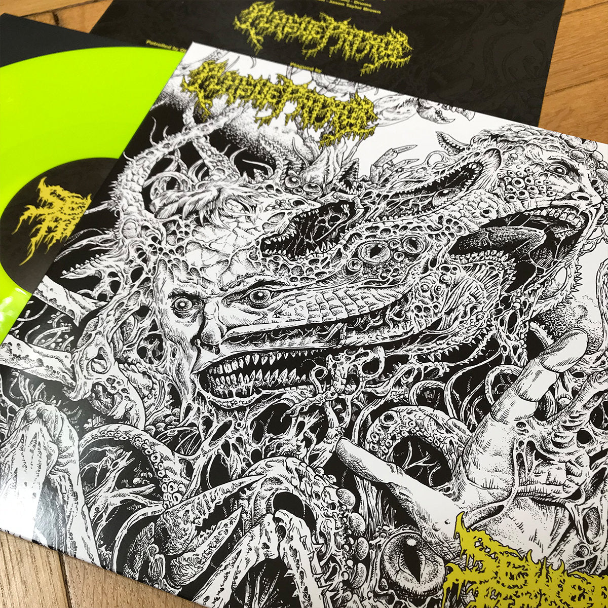 Plague Patrol / Sewer Fiend's Split LP 12" record death metal neon yellow vinyl