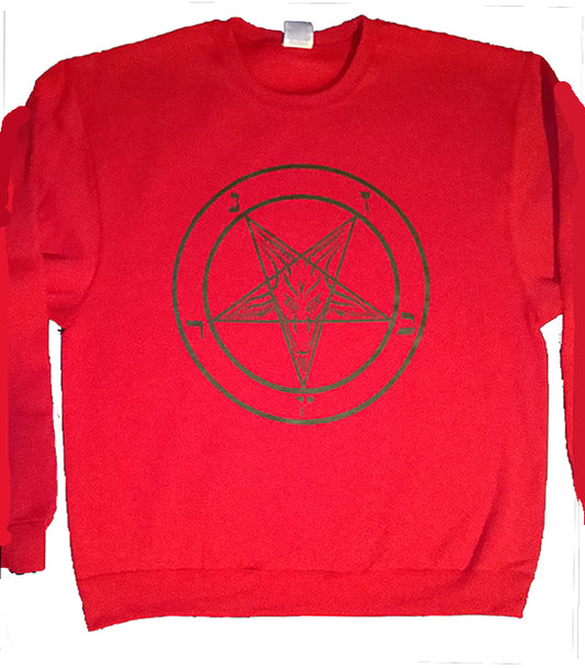 Pentagram Sweatshirt Red with black print