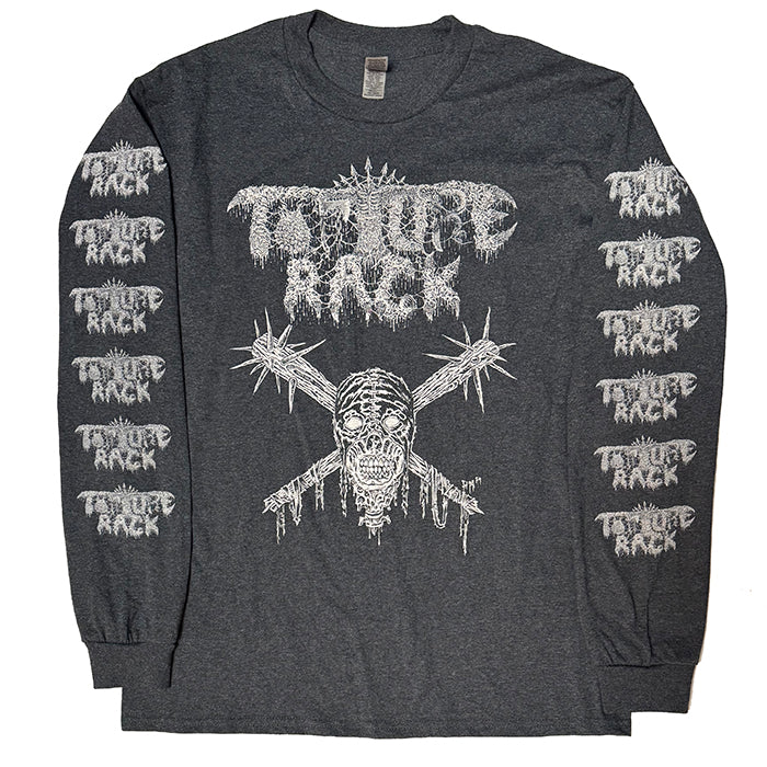 Torture Rack " Head and Clubs" Longsleeve T shirt with Sleeve prints Dark Gray