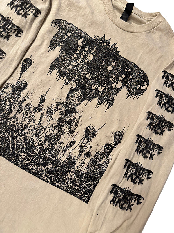 Torture Rack " Pit of Limbs " Longsleeve Sand T-shirt with Sleeve prints