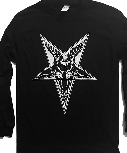 Baphomet Goat Head  Men's Long Sleeve T shirt. Satanic witch satan