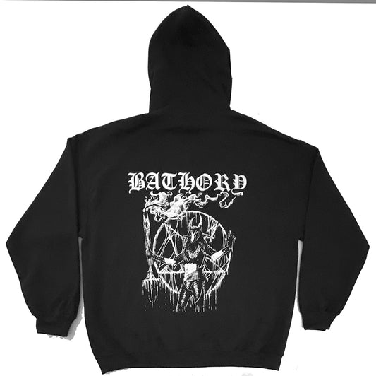bathory hoodie 1984 logo with penatgram black metal thrash hooded satan my master lp
