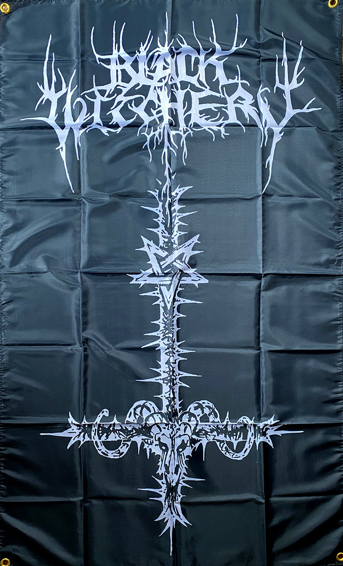 black witchery flag black metal blasphemy  inverted cross couch