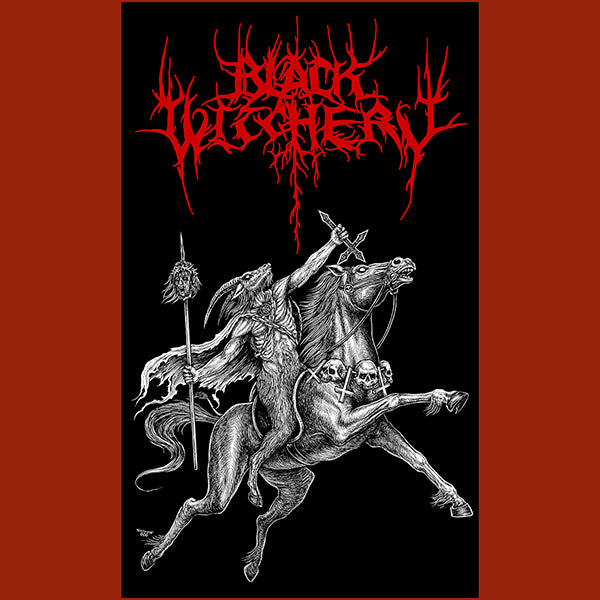black witchery flag black metal blasphemy flag graveyard horse moyen