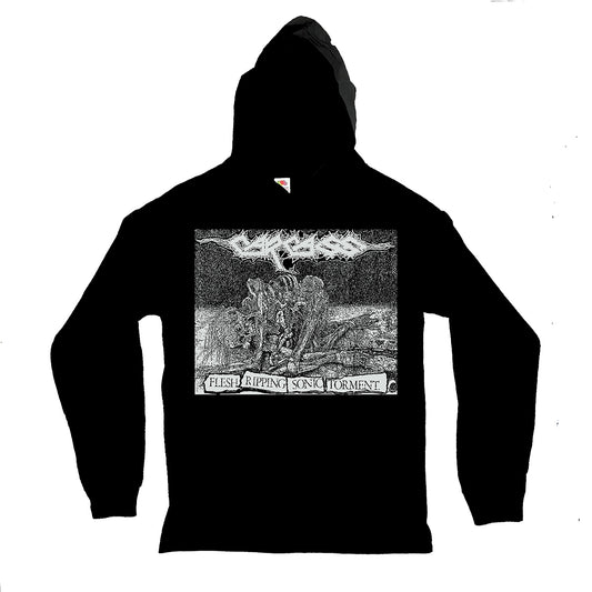 Grindcore demo shirt Carcass " Flesh Ripping Sonic Torment " Hooded Shirt death metal