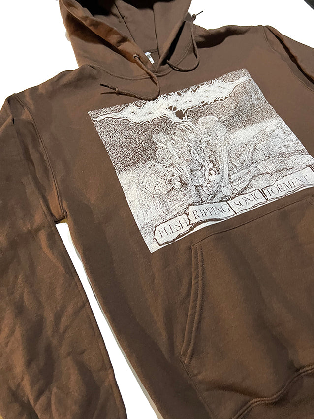 Carcass " Flesh Ripping Sonic Torment " Hoodie Brown hooded Sweatshirt GRINDCORE HOODIE