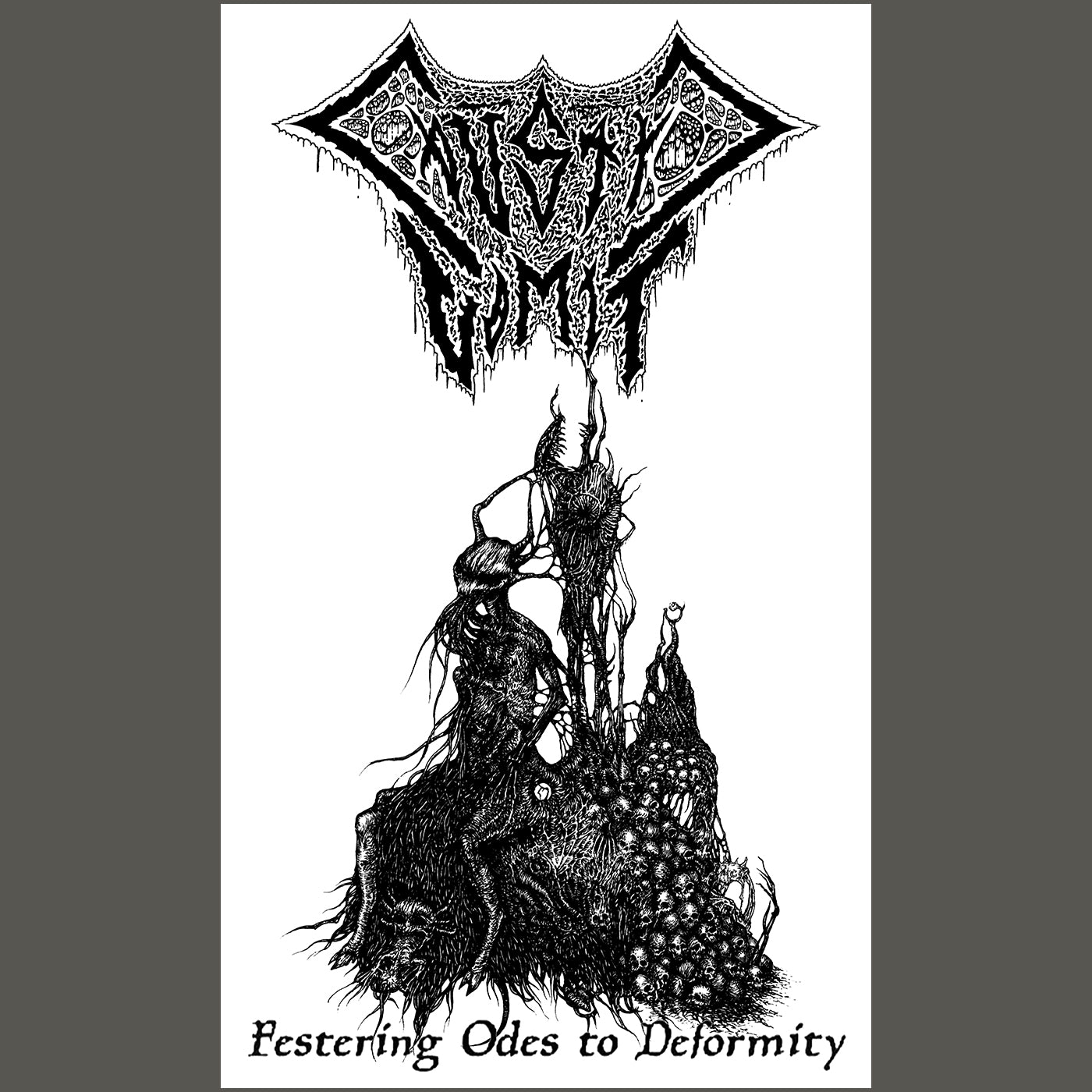 Caustic Vomit " Festering Odes To Deformity " Flag / Banner / Tapestry - White version