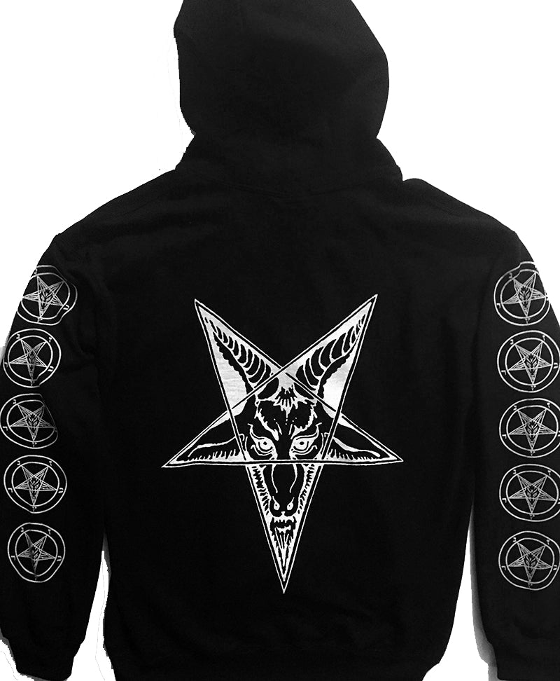 Baphomet Goat hoodie With Pentagram front and Sleeve prints