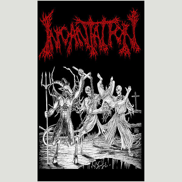 Incantation " Blasphemous Cremation " Red Logo Banner / Tapestry / Flag death metal 2024