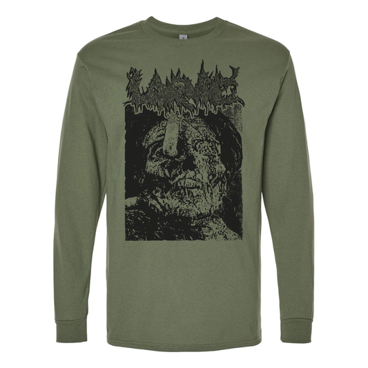 Larvae Lust for the Dead long sleeve military green front