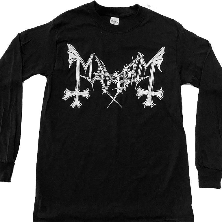 Mayhem "White Logo" Black Long sleeve T shirt