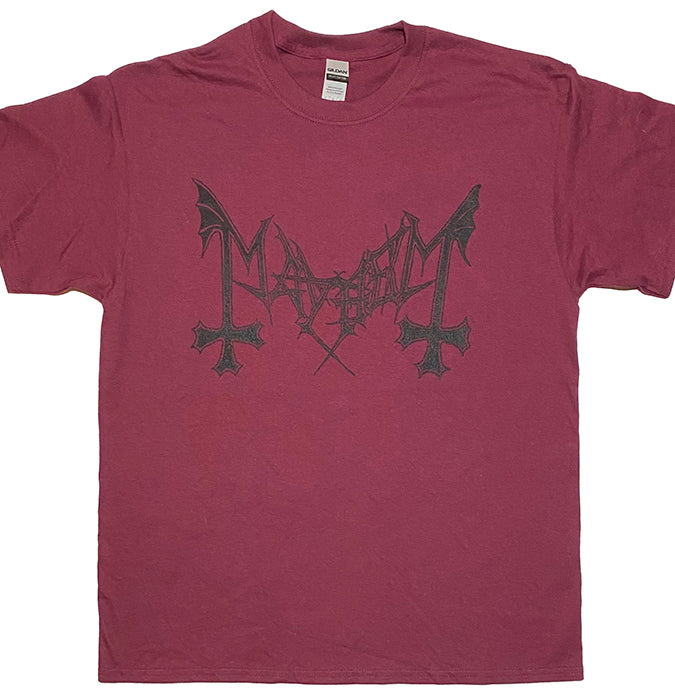 Mayhem dark red T shirt with black logo Norway black metal Norwegian black metal 