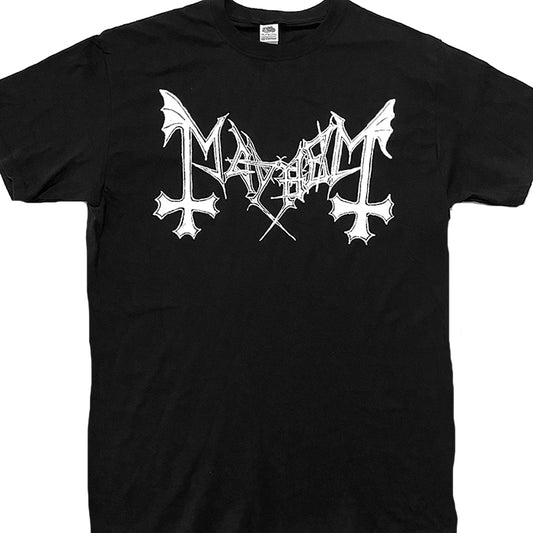 Mayhem "White Logo" Black T-shirt Black Metal