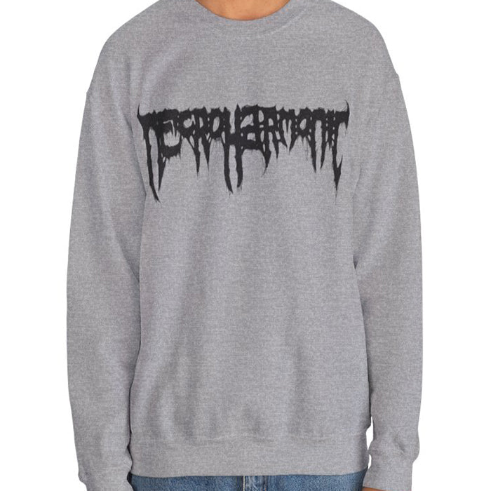 Necroharmonic "Logo " Crew Neck Sweatshirt with Black Logo print Athletic Gray