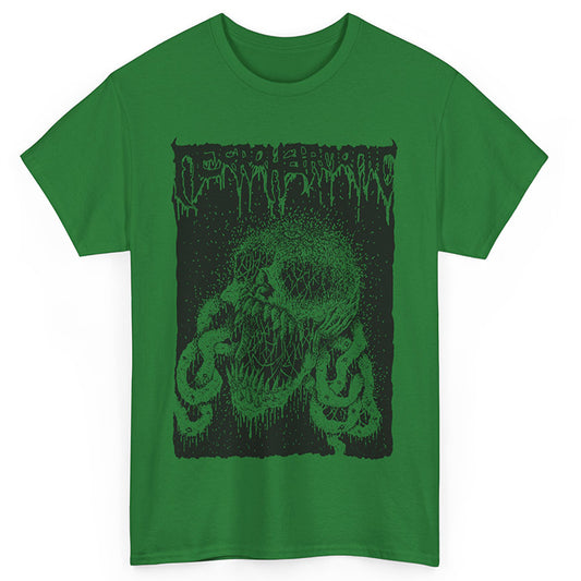 Necroharmonic T shirt with black print on  Turf Green